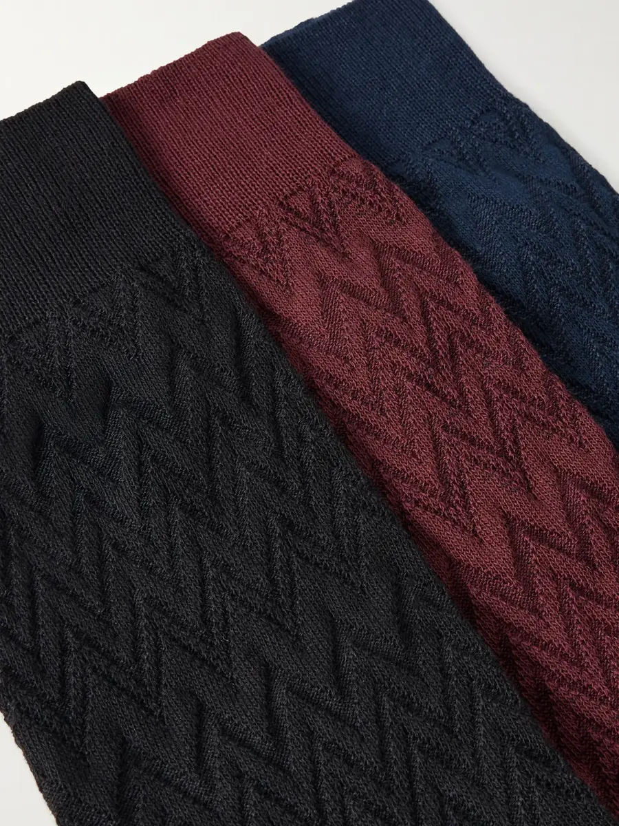 Missoni Three-Pack Crochet-Knit Cotton-Blend Socks - Men | Thumbnail 2 Missoni Three-Pack Crochet-Knit Cotton-Blend Socks - Men | Thumbnail 2