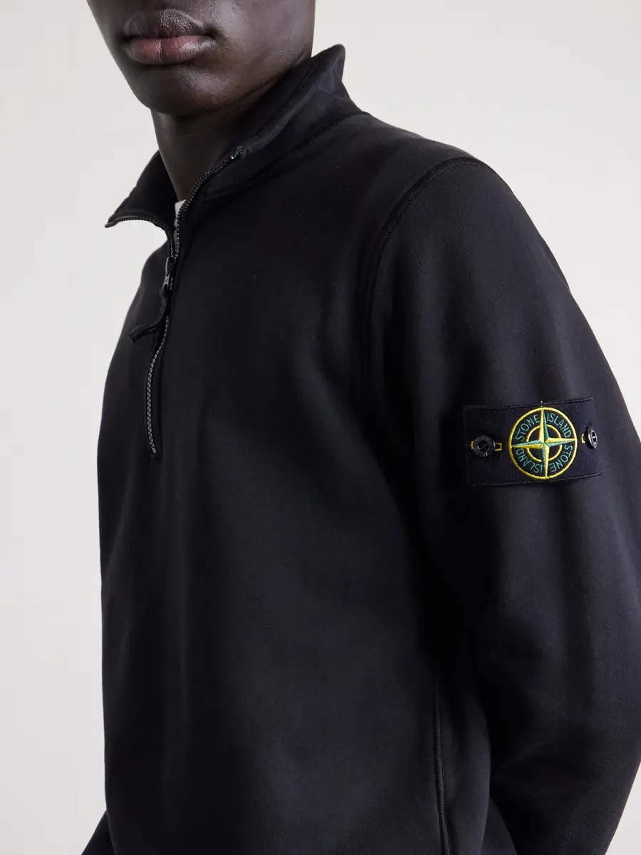 Stone Island Organic Cotton Fleece Half-Zip Sweatshirt - Men | Thumbnail 4 Stone Island Organic Cotton Fleece Half-Zip Sweatshirt - Men | Thumbnail 4