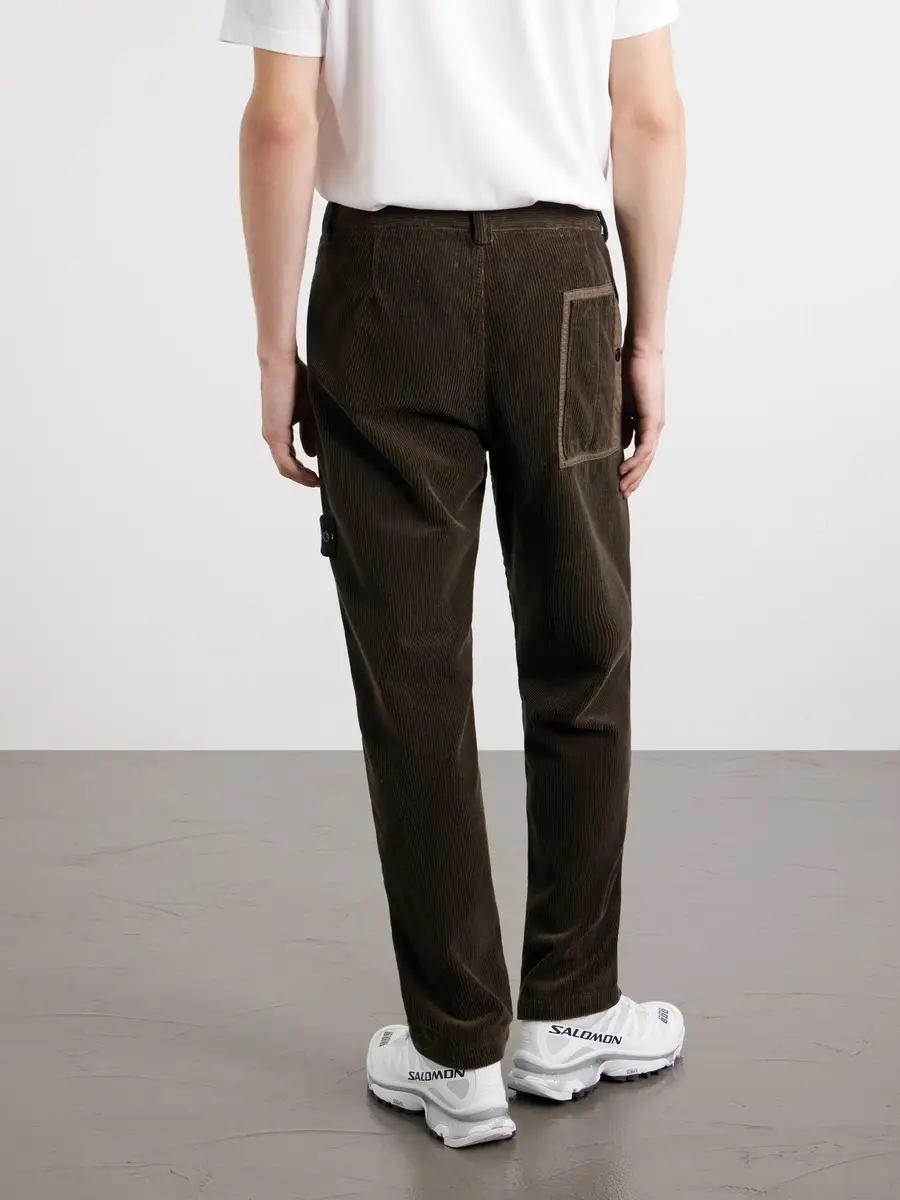 Stone Island Logo-Appliquéd Wide-Leg Cotton-Corduroy Trousers - Men | Thumbnail 4