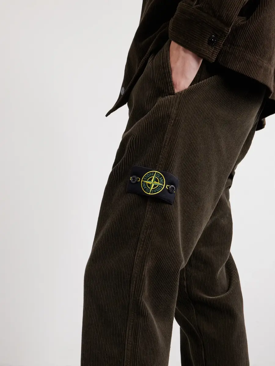 Stone Island Logo-Appliquéd Wide-Leg Cotton-Corduroy Trousers - Men | Thumbnail 5