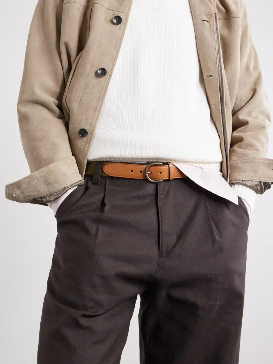 Anderson & Sheppard 3.5cm Leather-Trimmed Woven Belt - Men | Thumbnail 2 Anderson & Sheppard 3.5cm Leather-Trimmed Woven Belt - Men | Thumbnail 2