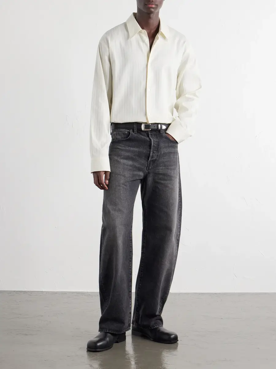 Studio Nicholson View Striped Silk and Cotton-Blend Shirt - Men | Thumbnail 2