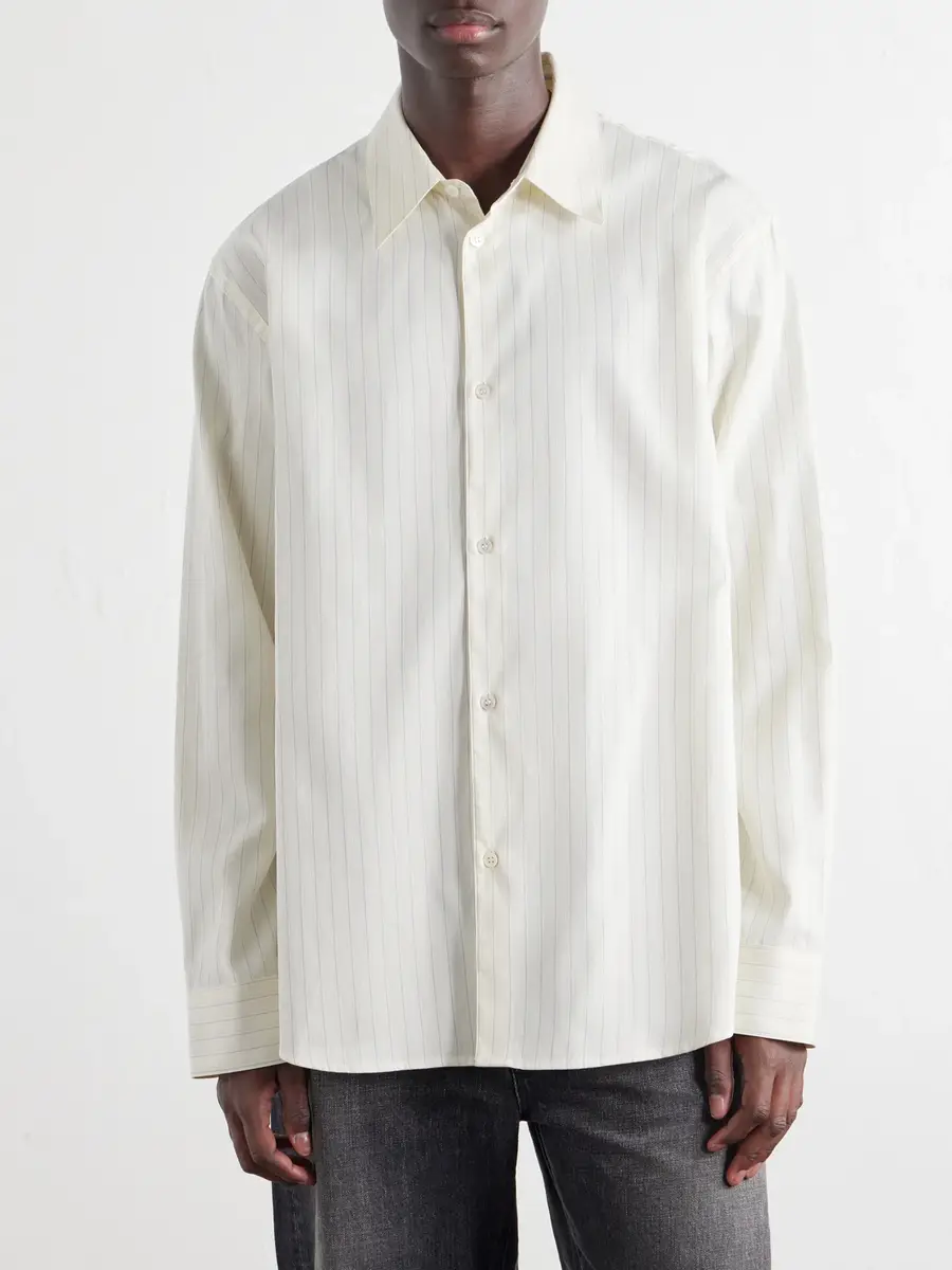 Studio Nicholson View Striped Silk and Cotton-Blend Shirt - Men | Thumbnail 3