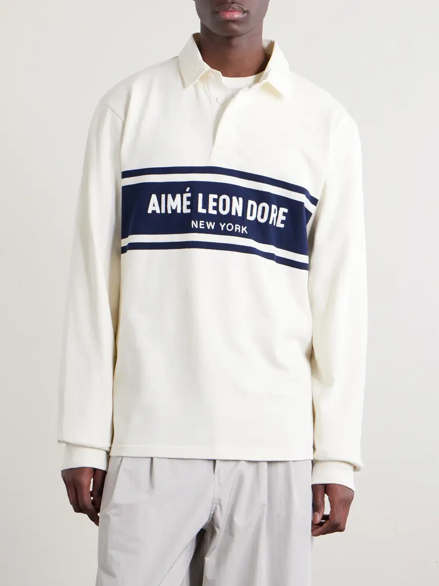 Aimé Leon Dore Logo-Embroidered Striped Cotton Polo Sweater - Men | Thumbnail 3