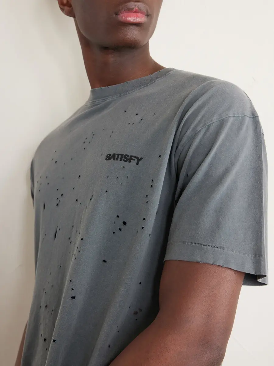 Satisfy Logo-Print Distressed MothTech™ Cotton-Jersey T-Shirt - Men | Thumbnail 4