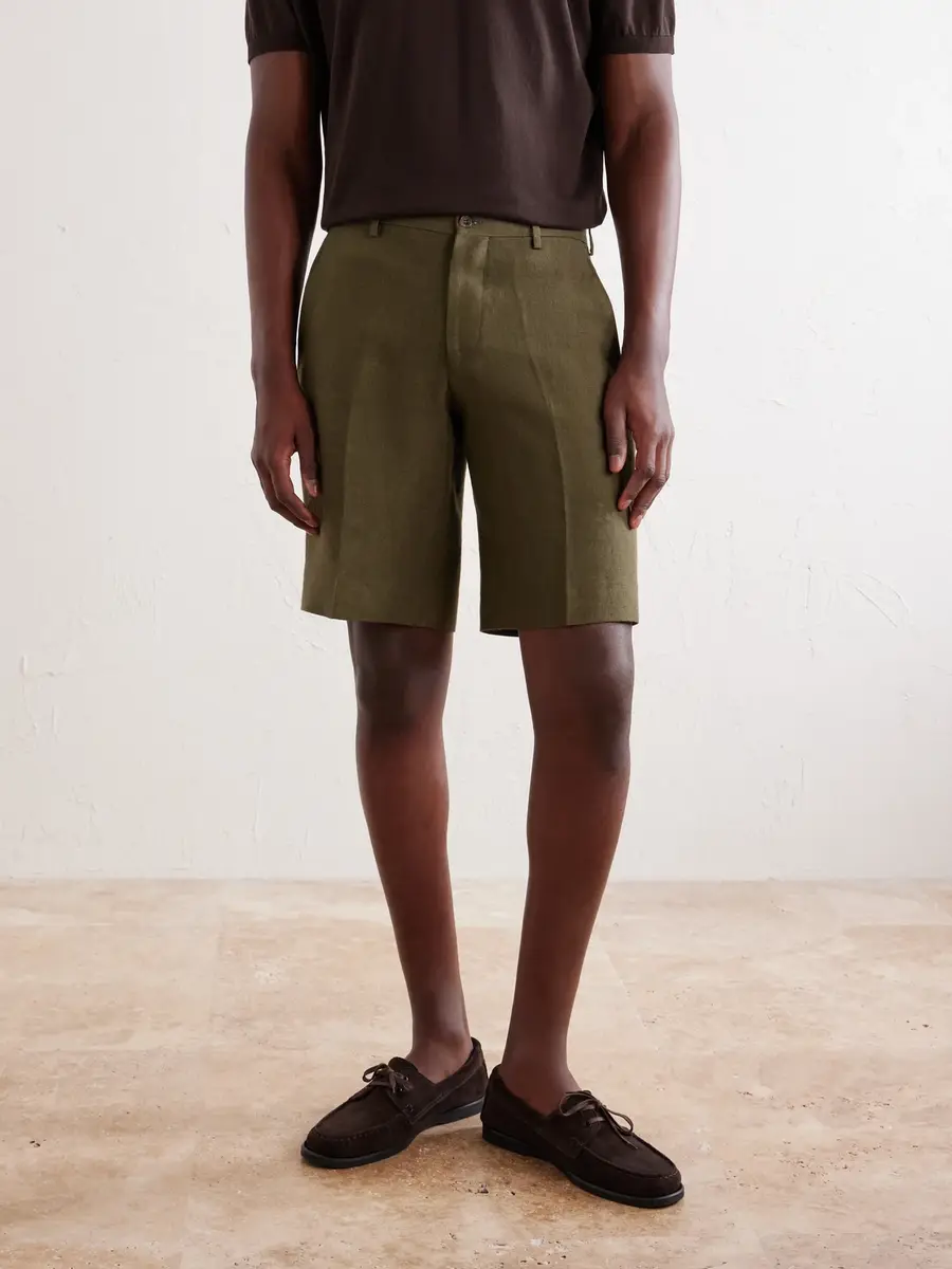 Anderson & Sheppard Straight-Leg Linen Shorts - Men | Thumbnail 3 Anderson & Sheppard Straight-Leg Linen Shorts - Men | Thumbnail 3