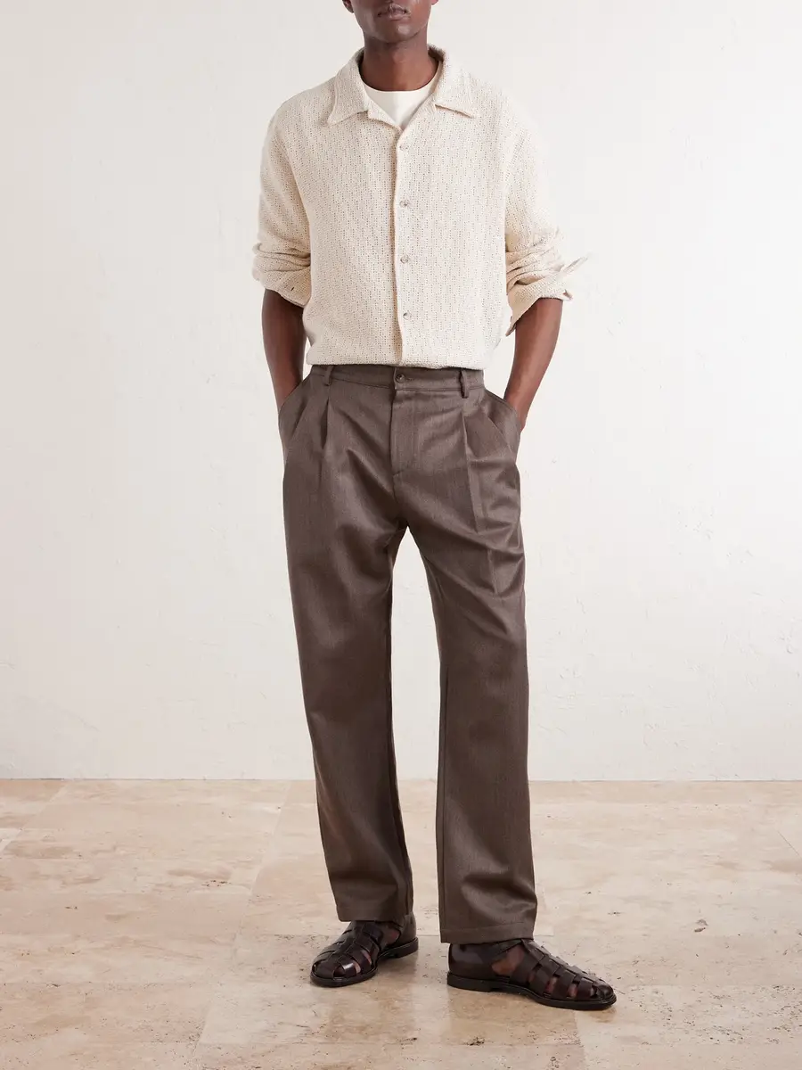 De Bonne Facture Artist Straight-Leg Pleated Wool and Cotton-Blend Suit Trousers - Men | Thumbnail 2