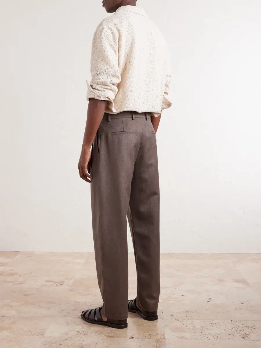 De Bonne Facture Artist Straight-Leg Pleated Wool and Cotton-Blend Suit Trousers - Men | Thumbnail 4