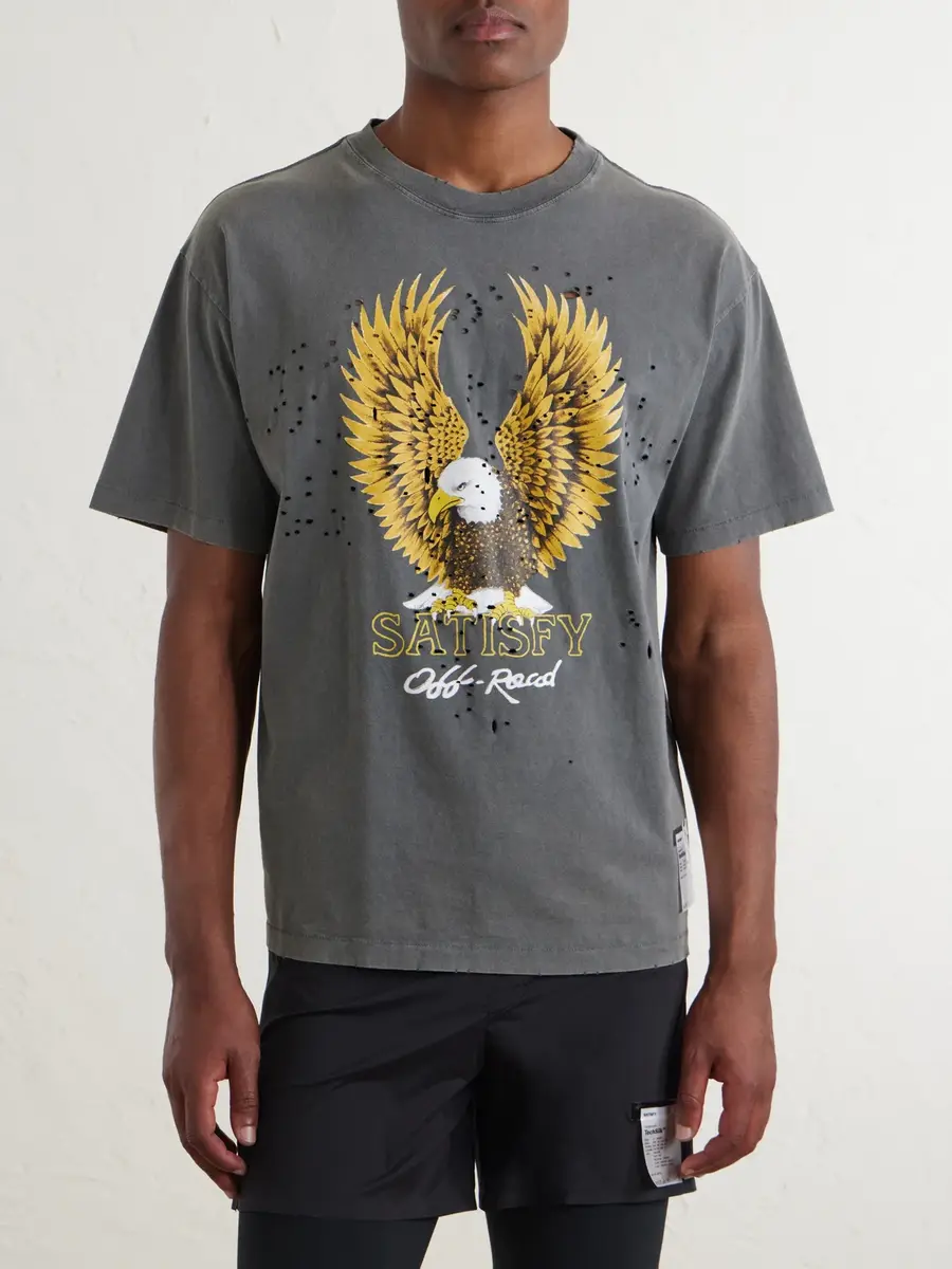 Satisfy Logo-Print Distressed MothTech™ Cotton-Jersey T-Shirt - Men | Thumbnail 3 Satisfy Logo-Print Distressed MothTech™ Cotton-Jersey T-Shirt - Men | Thumbnail 3