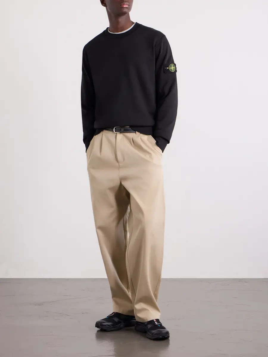 Stone Island Logo-Appliquéd Garment-Dyed Cotton-Fleece Sweatshirt - Men | Thumbnail 2