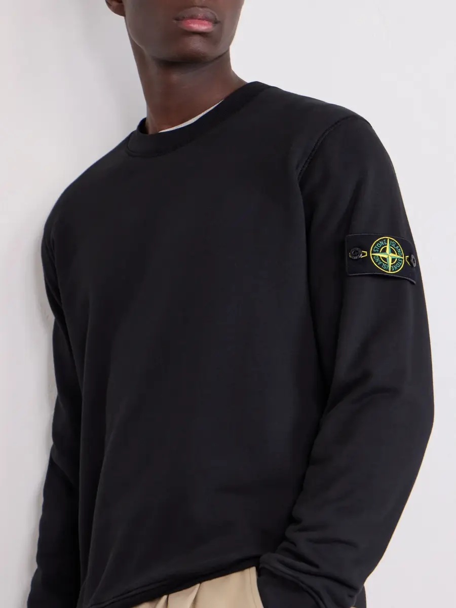 Stone Island Logo-Appliquéd Garment-Dyed Cotton-Fleece Sweatshirt - Men | Thumbnail 5