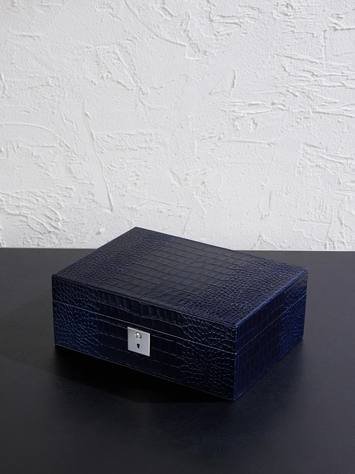 Panama Cross-Grain Leather Jewellery Box - Men Panama Cross-Grain Leather Jewellery Box - Men