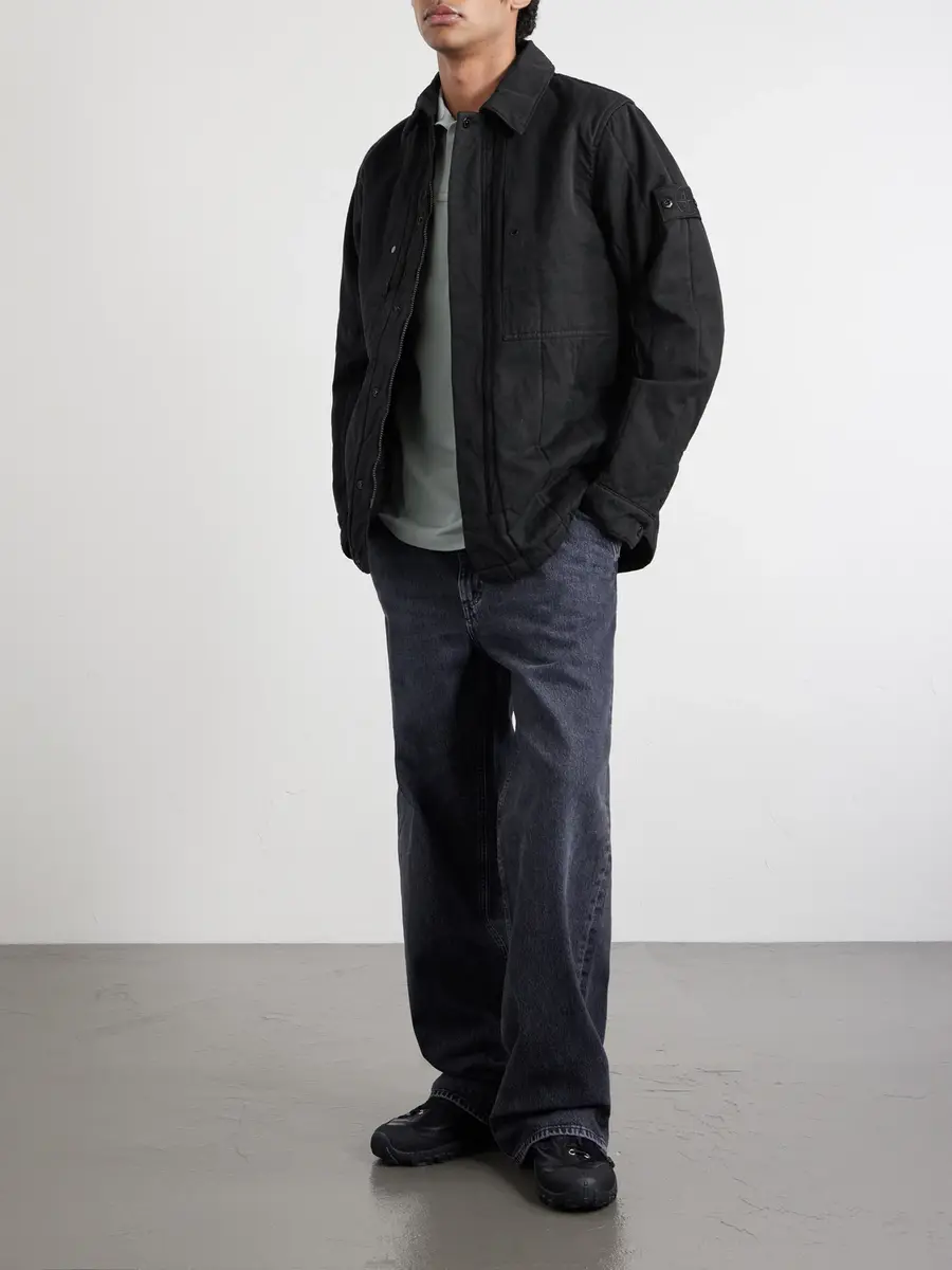 Stone Island GHOST Appliquéd Padded Cotton and Linen-Blend Primaloft® Overshirt - Men | Thumbnail 2