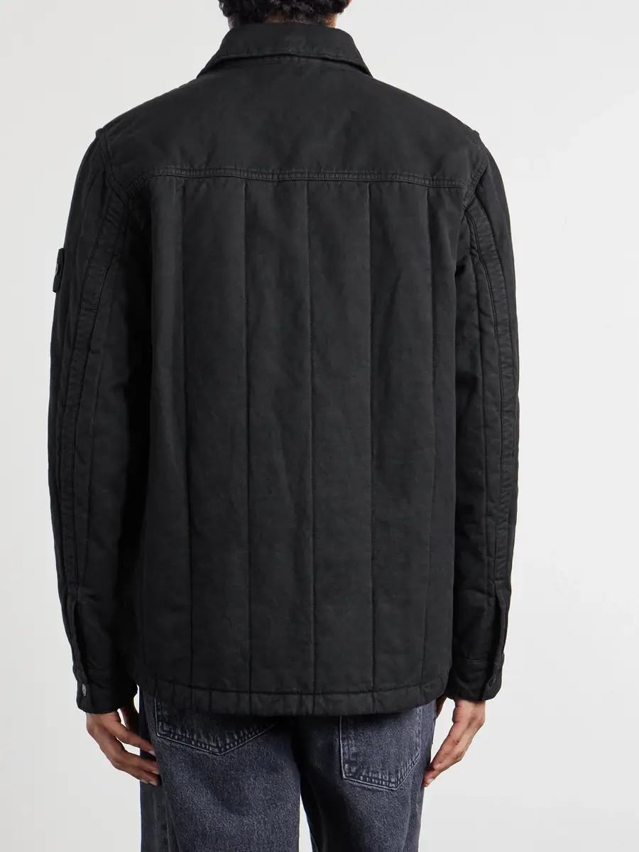 Stone Island GHOST Appliquéd Padded Cotton and Linen-Blend Primaloft® Overshirt - Men | Thumbnail 4