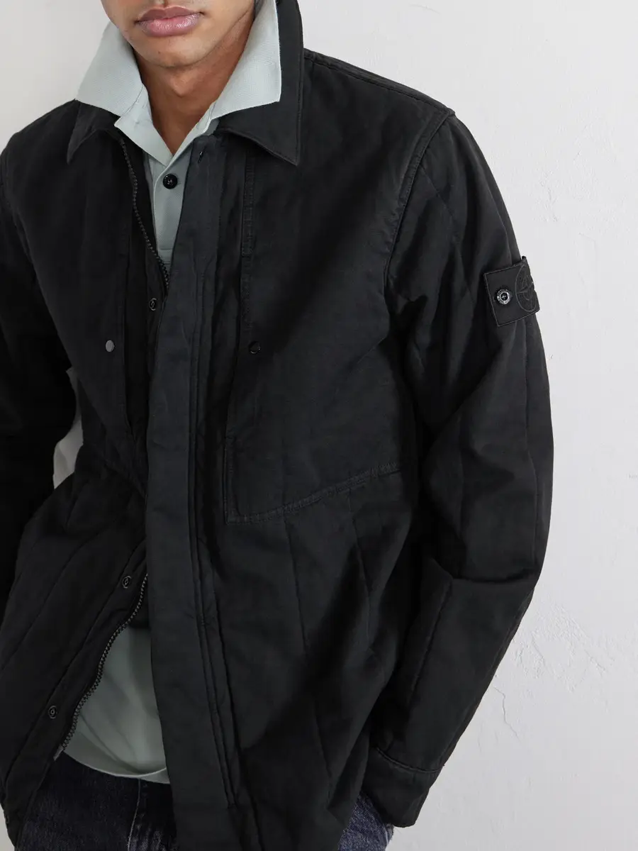 Stone Island GHOST Appliquéd Padded Cotton and Linen-Blend Primaloft® Overshirt - Men | Thumbnail 5