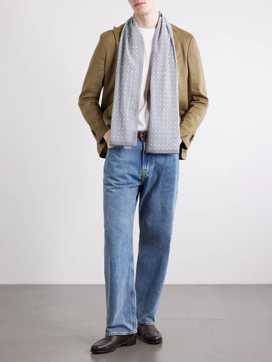 Anderson & Sheppard Printed Cotton-Voile Scarf - Men | Thumbnail 2 Anderson & Sheppard Printed Cotton-Voile Scarf - Men | Thumbnail 2