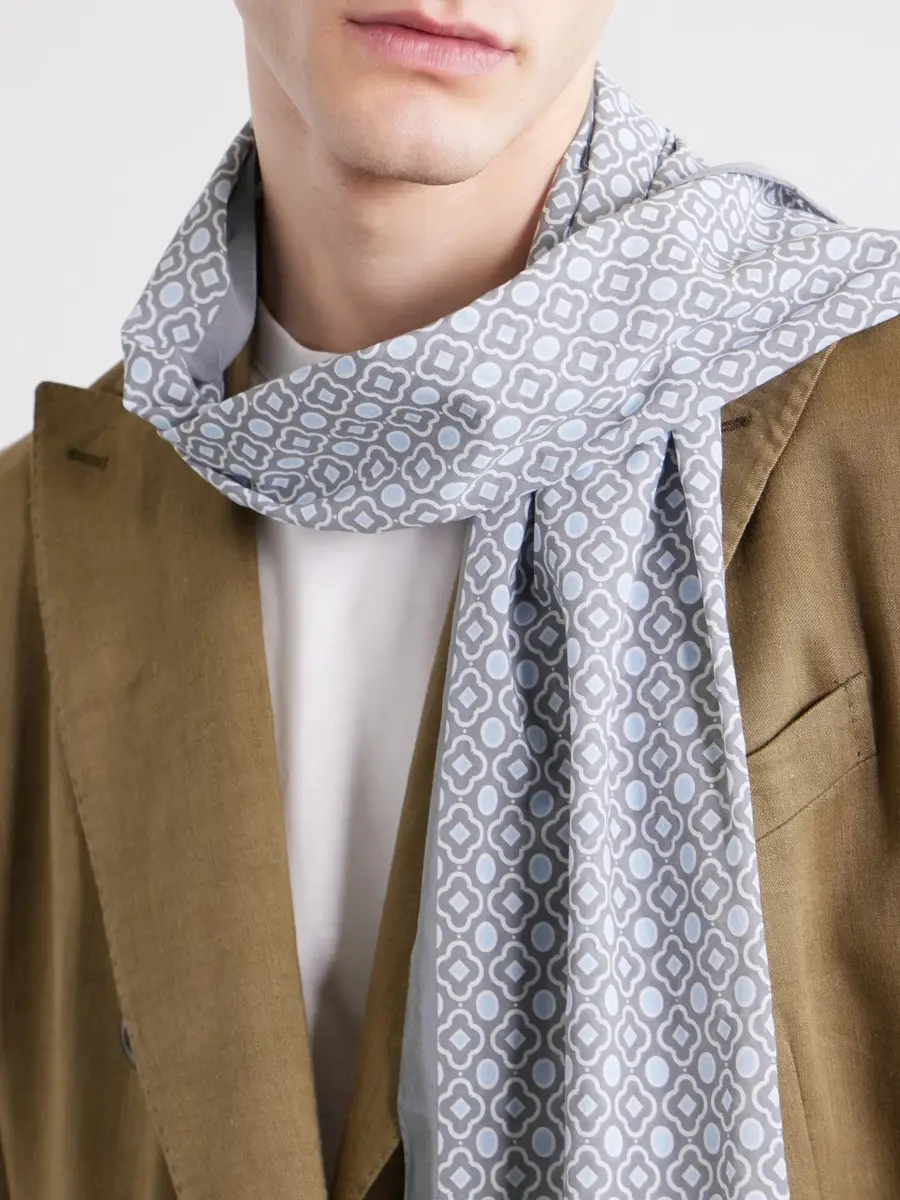 Anderson & Sheppard Printed Cotton-Voile Scarf - Men | Thumbnail 3 Anderson & Sheppard Printed Cotton-Voile Scarf - Men | Thumbnail 3
