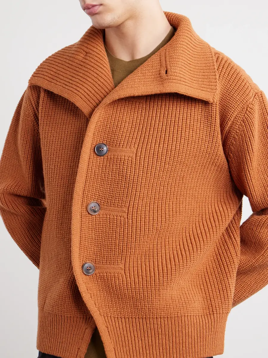Dries Van Noten Marino Shawl-Collar Ribbed Wool Cardigan - Men | Thumbnail 5