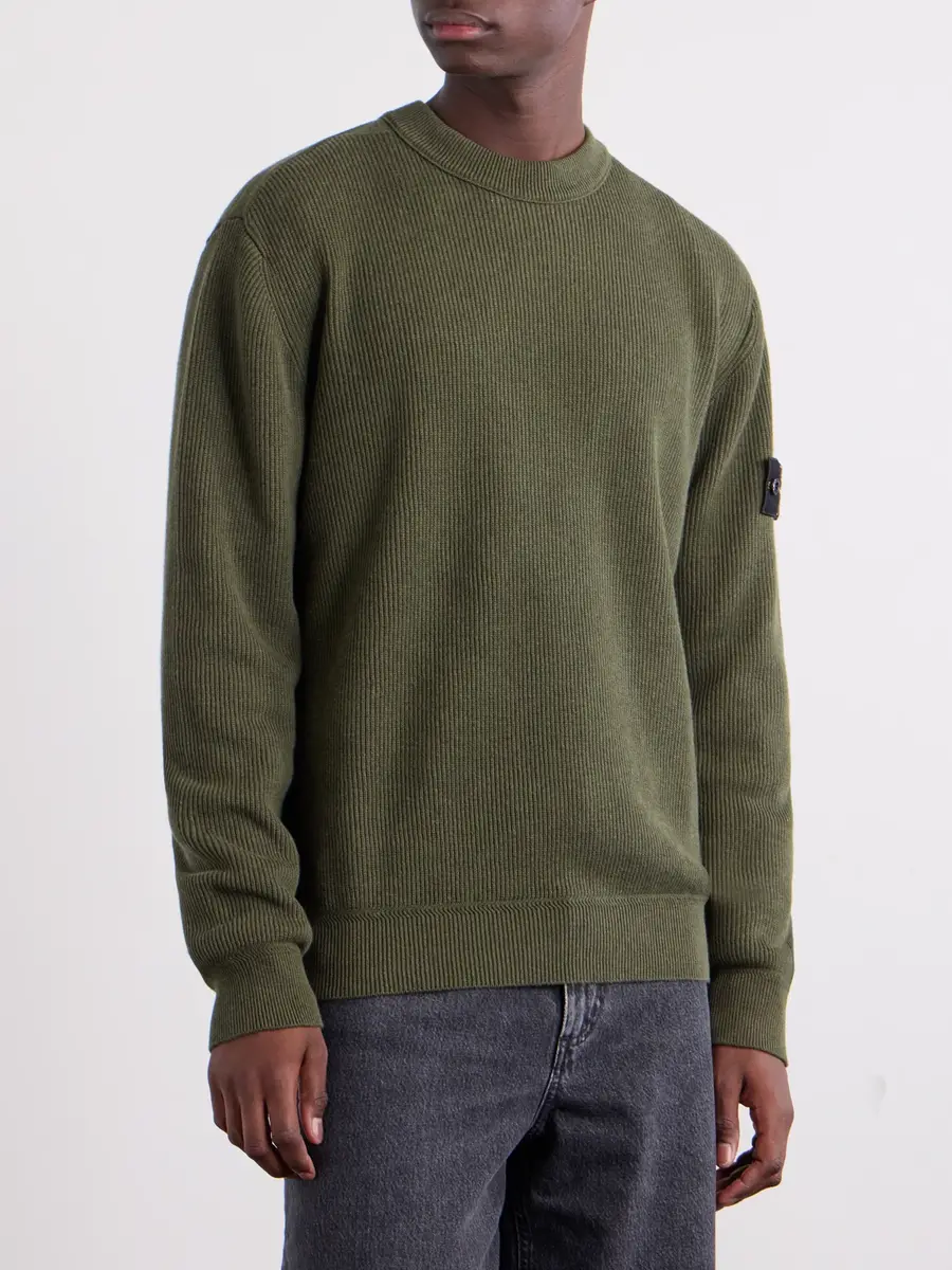 Stone Island Logo-Appliquéd Ribbed Cotton Sweater - Men | Thumbnail 3 Stone Island Logo-Appliquéd Ribbed Cotton Sweater - Men | Thumbnail 3