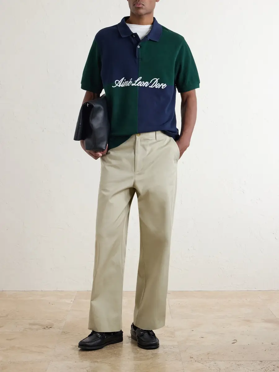 Aimé Leon Dore Logo-Embroidered Colour-Block Cotton-Piqué Polo Shirt - Men | Thumbnail 2