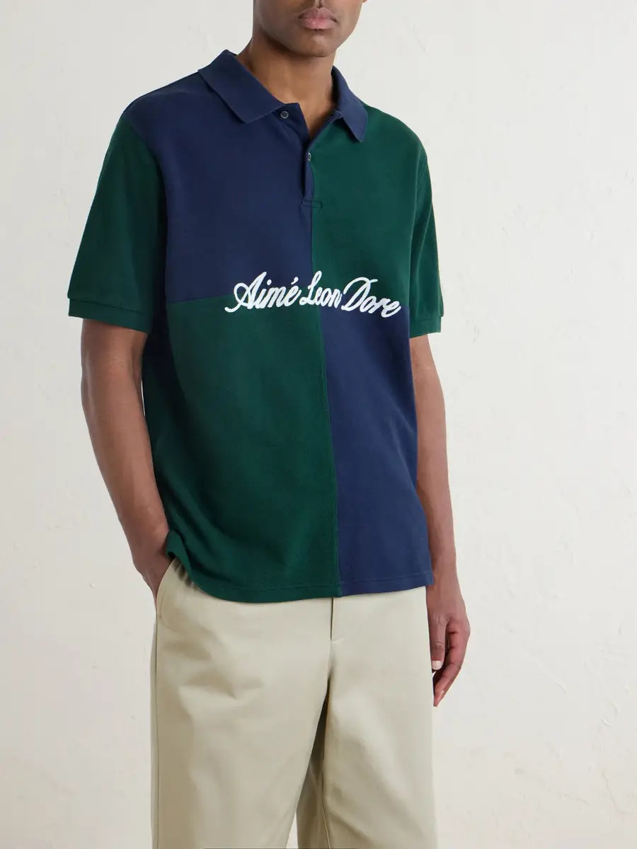 Aimé Leon Dore Logo-Embroidered Colour-Block Cotton-Piqué Polo Shirt - Men | Thumbnail 3