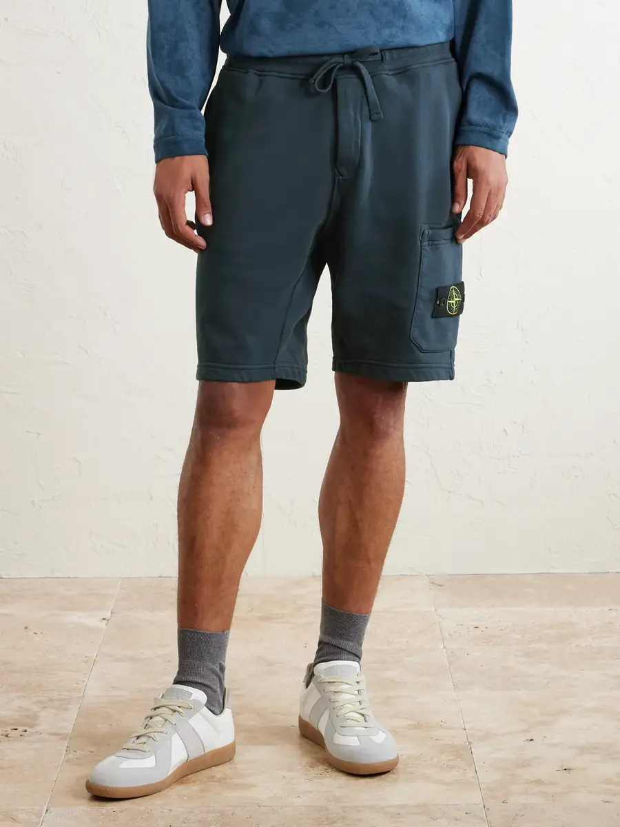 Stone Island Straight-Leg Garment-Dyed Organic Cotton-Fleece Drawstring Shorts - Men | Thumbnail 3 Stone Island Straight-Leg Garment-Dyed Organic Cotton-Fleece Drawstring Shorts - Men | Thumbnail 3