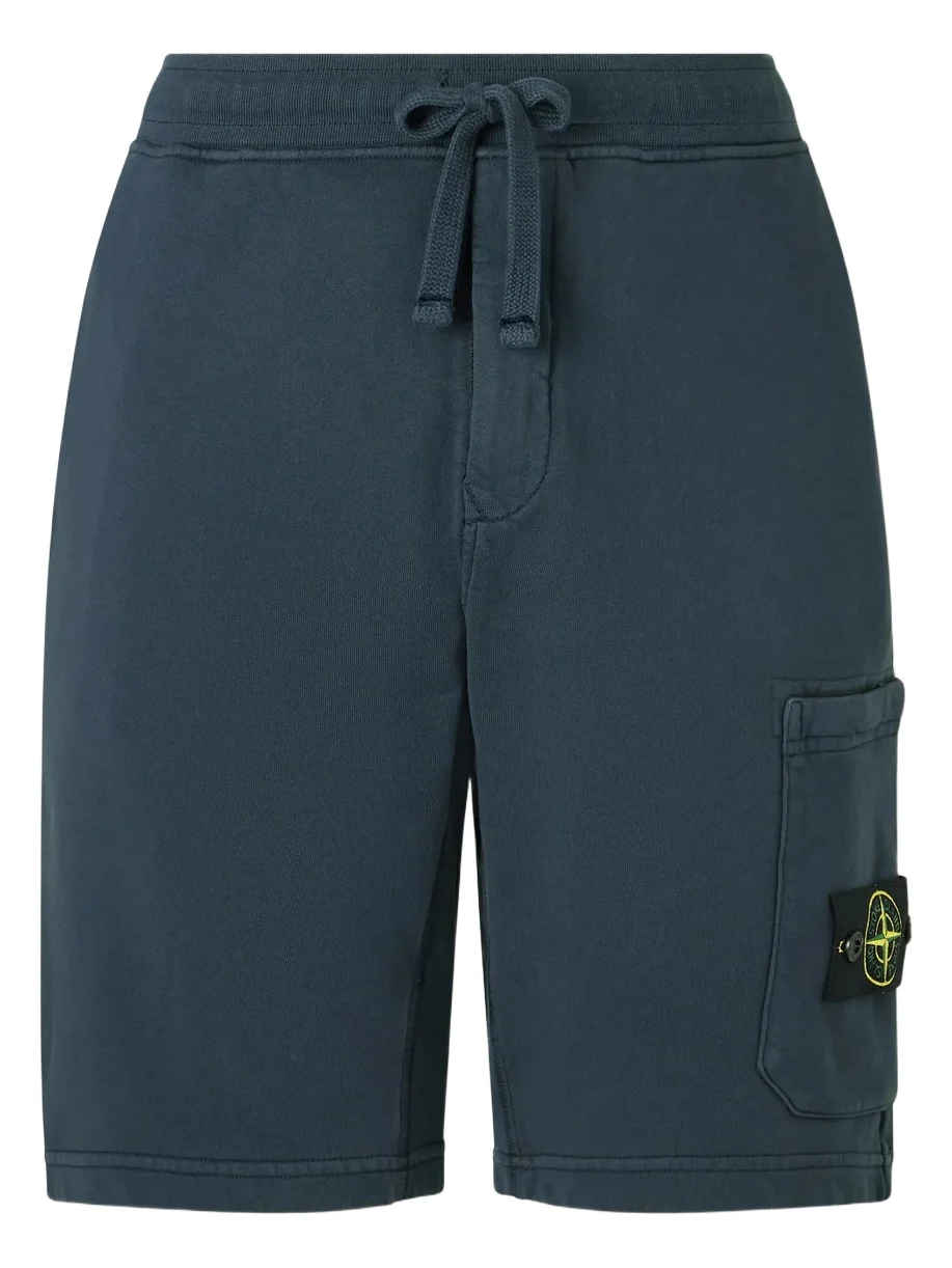 Stone Island Straight-Leg Garment-Dyed Organic Cotton-Fleece Drawstring Shorts - Men