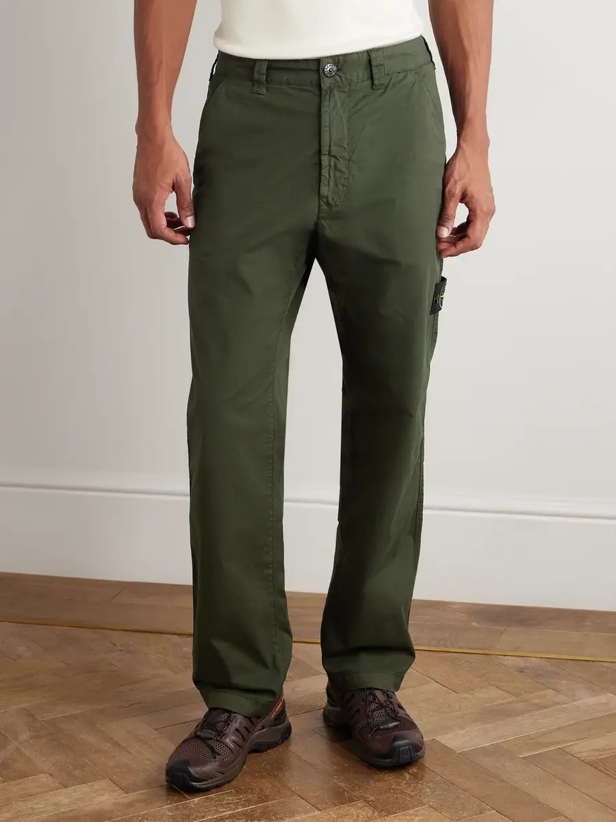 Stone Island Straight-Leg Stretch-Cotton Twill Trousers - Men | Thumbnail 3