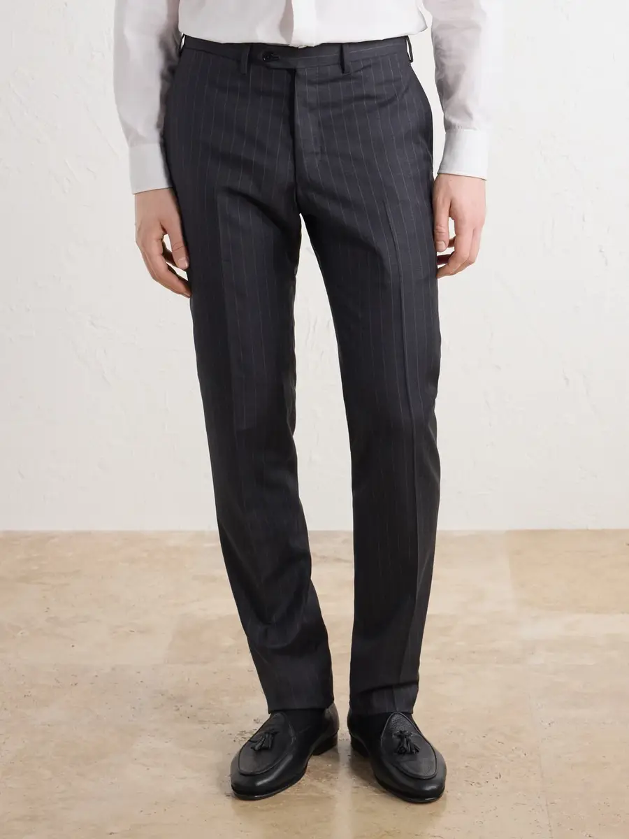 Kiton Straight-Leg Pinstriped Wool Suit Trousers - Men | Thumbnail 3