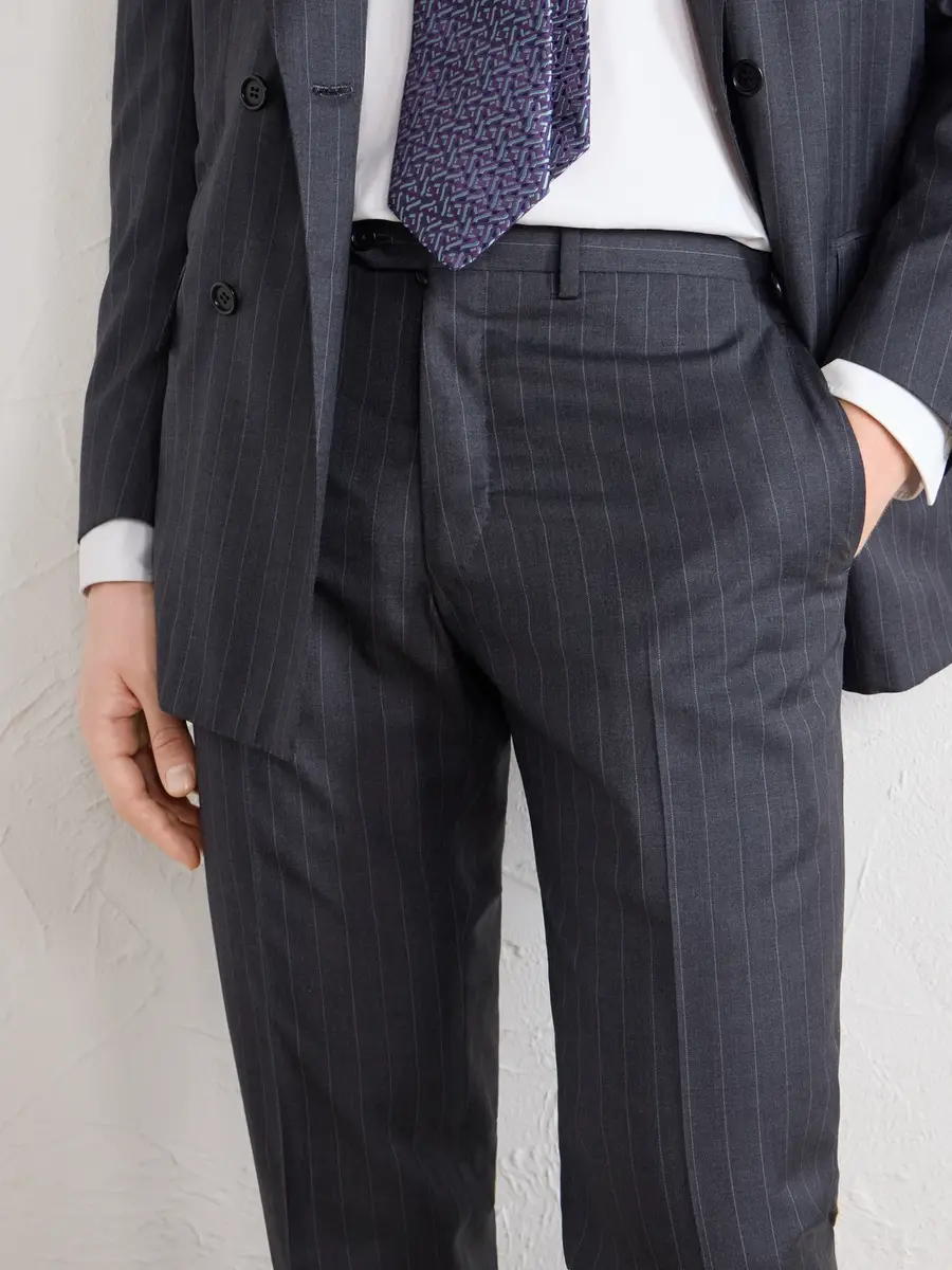 Kiton Straight-Leg Pinstriped Wool Suit Trousers - Men | Thumbnail 5