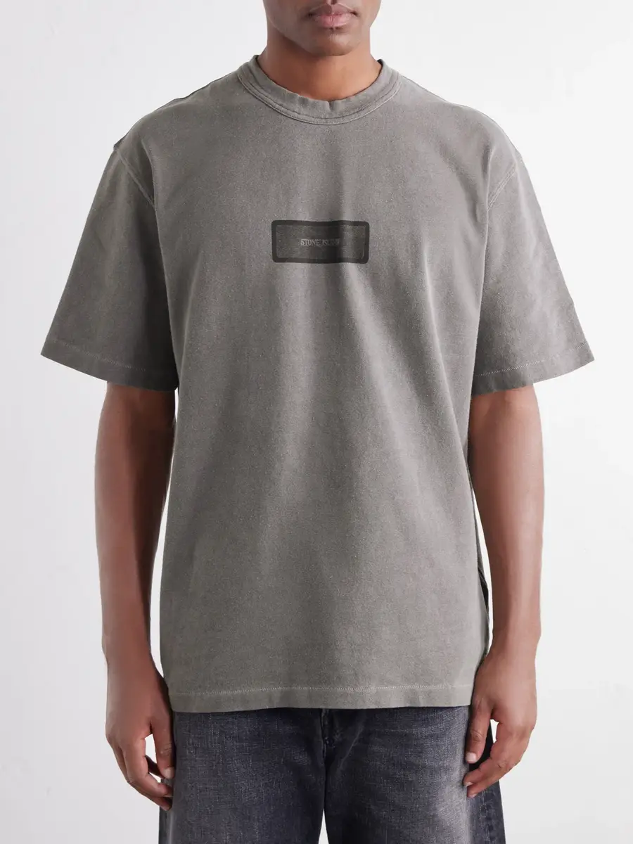 Stone Island Logo-Print Mineral-Dyed Cotton-Jersey T-Shirt - Men | Thumbnail 3 Stone Island Logo-Print Mineral-Dyed Cotton-Jersey T-Shirt - Men | Thumbnail 3