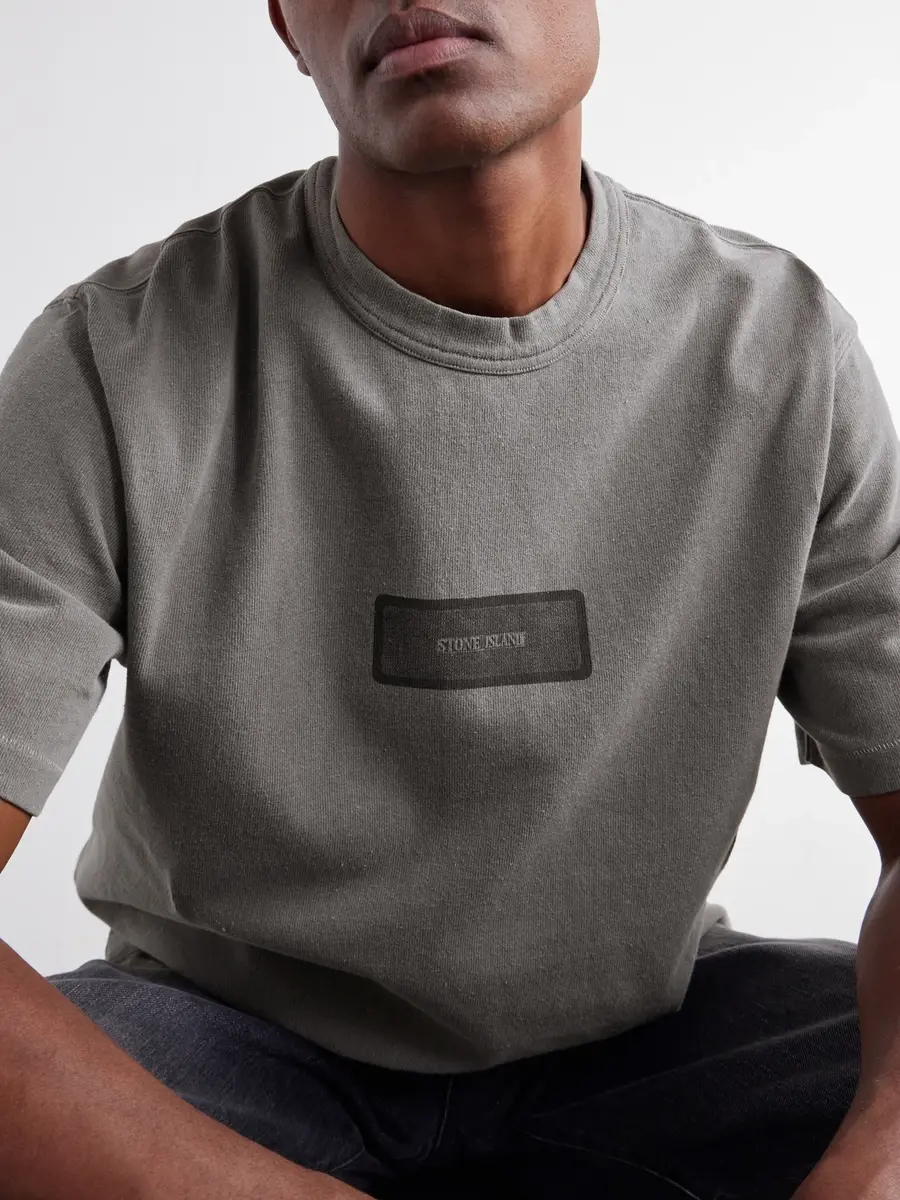 Stone Island Logo-Print Mineral-Dyed Cotton-Jersey T-Shirt - Men | Thumbnail 5 Stone Island Logo-Print Mineral-Dyed Cotton-Jersey T-Shirt - Men | Thumbnail 5