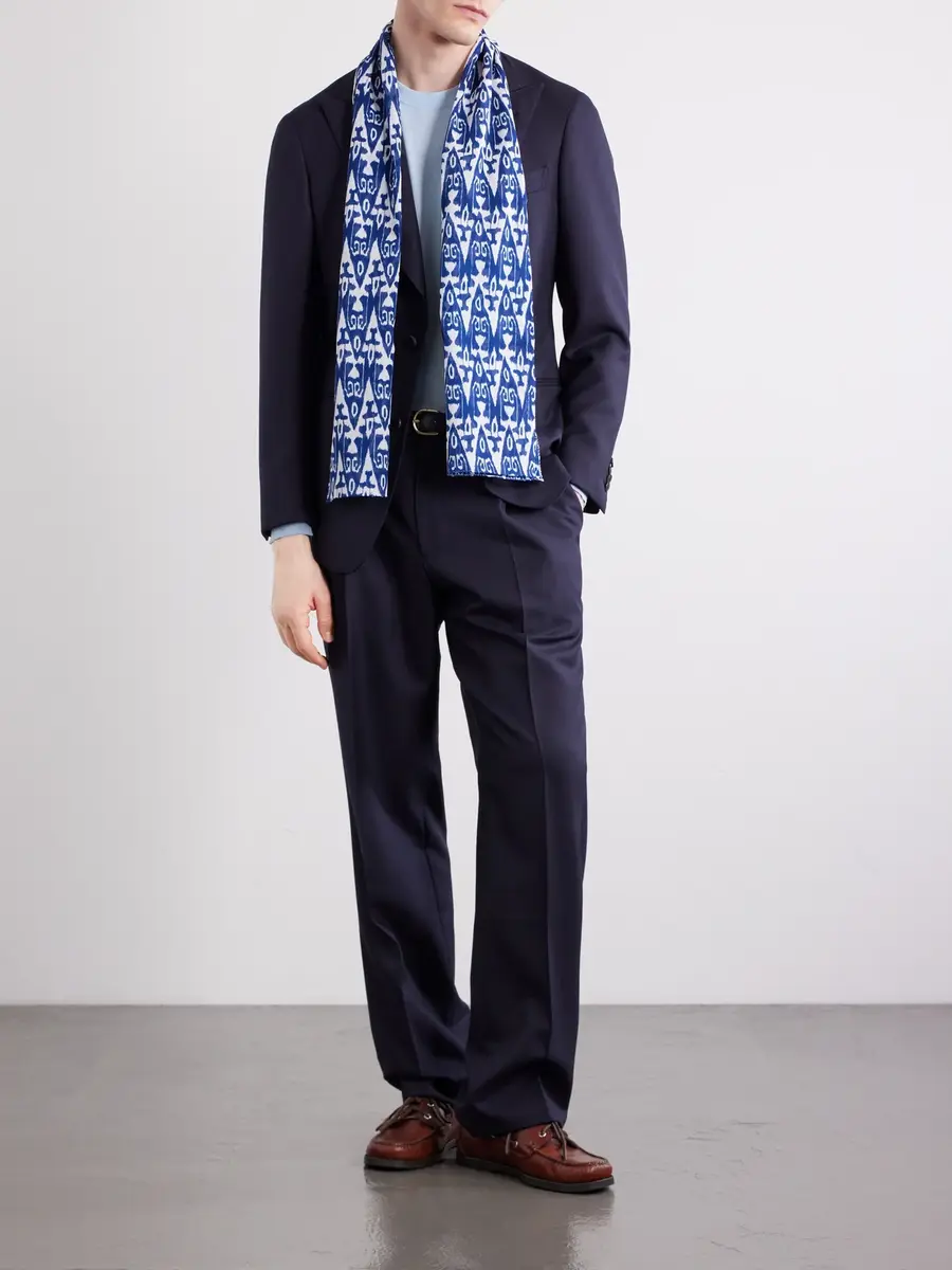 Anderson & Sheppard Printed Cotton-Voile Scarf - Men | Thumbnail 2 Anderson & Sheppard Printed Cotton-Voile Scarf - Men | Thumbnail 2