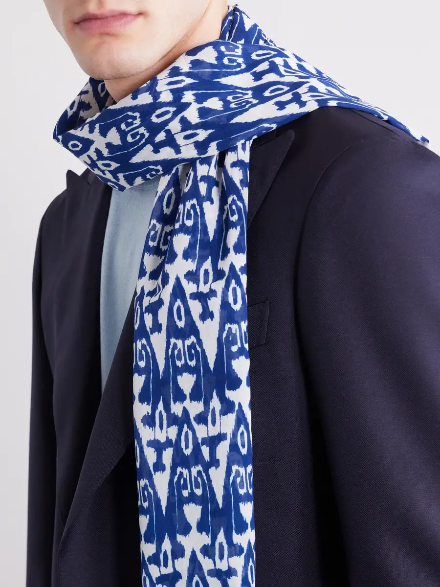 Anderson & Sheppard Printed Cotton-Voile Scarf - Men | Thumbnail 3 Anderson & Sheppard Printed Cotton-Voile Scarf - Men | Thumbnail 3