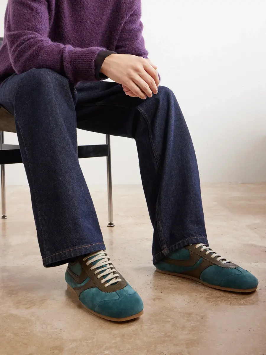 Dries Van Noten Leather-Trimmed Suede Sneakers - Men | Thumbnail 2 Dries Van Noten Leather-Trimmed Suede Sneakers - Men | Thumbnail 2