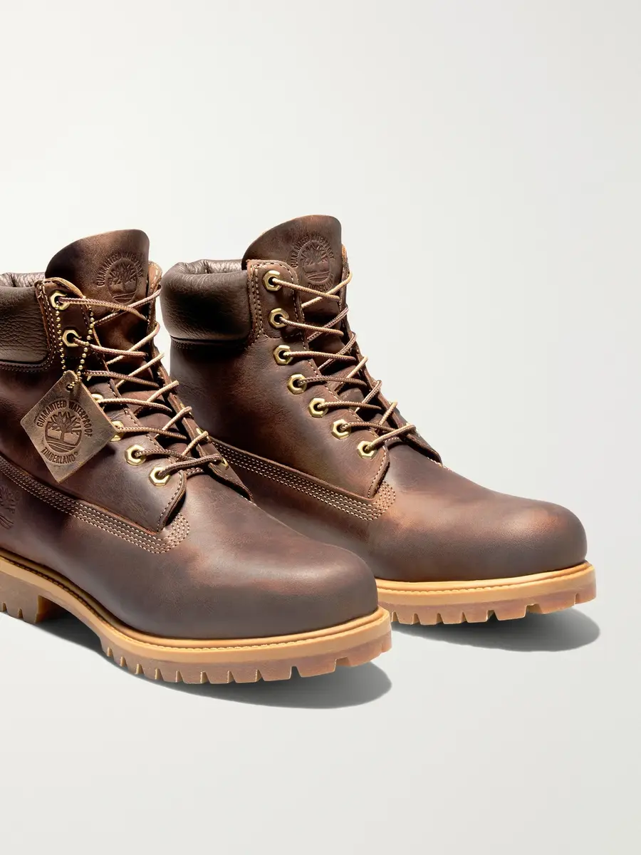 Timberland Premium 6-Inch Distressed-Effect Leather Lace-Up Boots - Men | Thumbnail 4 Timberland Premium 6-Inch Distressed-Effect Leather Lace-Up Boots - Men | Thumbnail 4