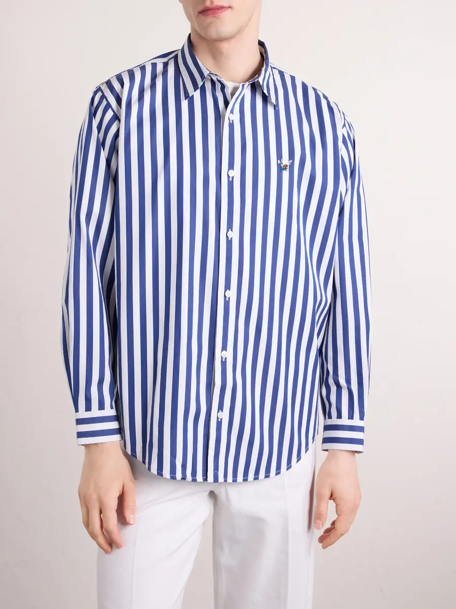 Aimé Leon Dore Oversized Logo-Embroidered Striped Cotton Shirt - Men | Thumbnail 3 Aimé Leon Dore Oversized Logo-Embroidered Striped Cotton Shirt - Men | Thumbnail 3