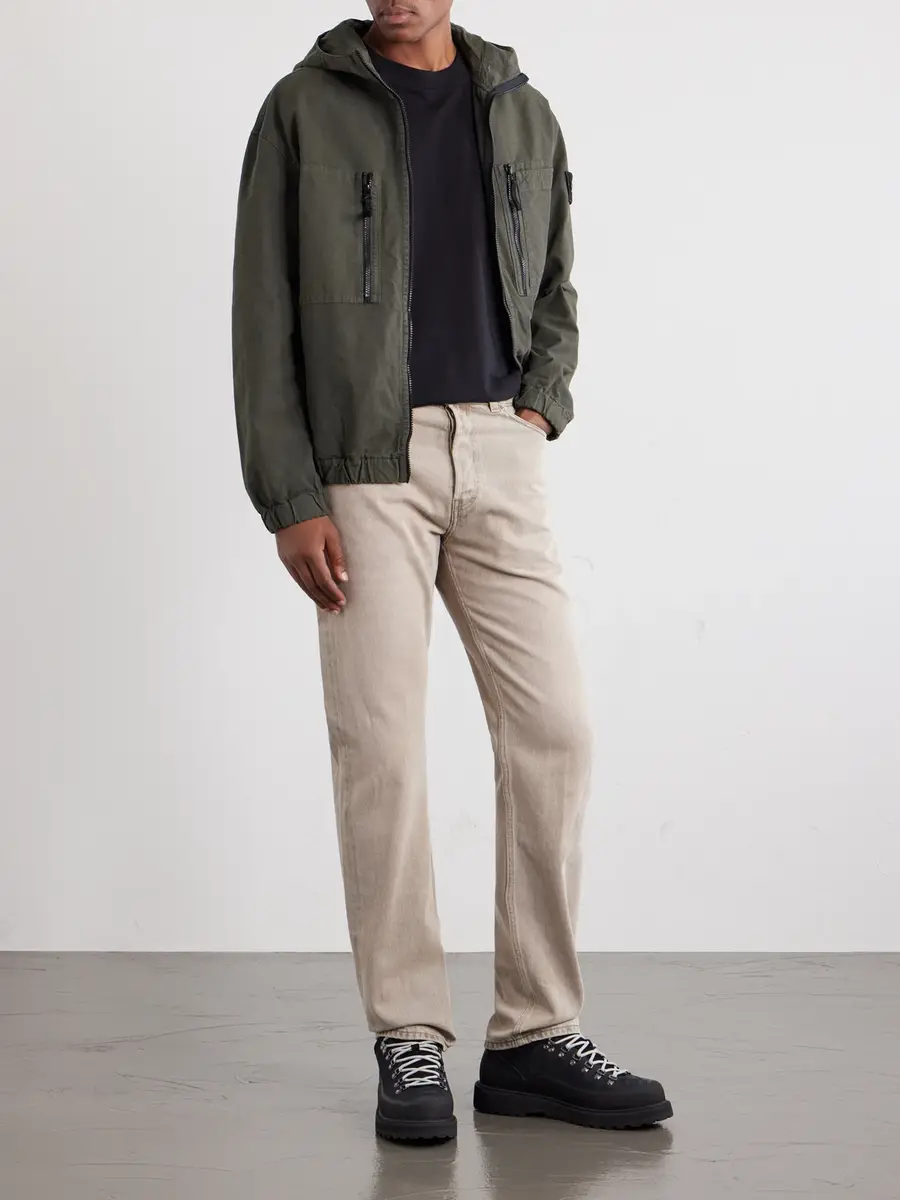 Stone Island Logo-Appliquéd Garment-Dyed Organic Cotton Ripstop Hooded Jacket - Men | Thumbnail 2 Stone Island Logo-Appliquéd Garment-Dyed Organic Cotton Ripstop Hooded Jacket - Men | Thumbnail 2