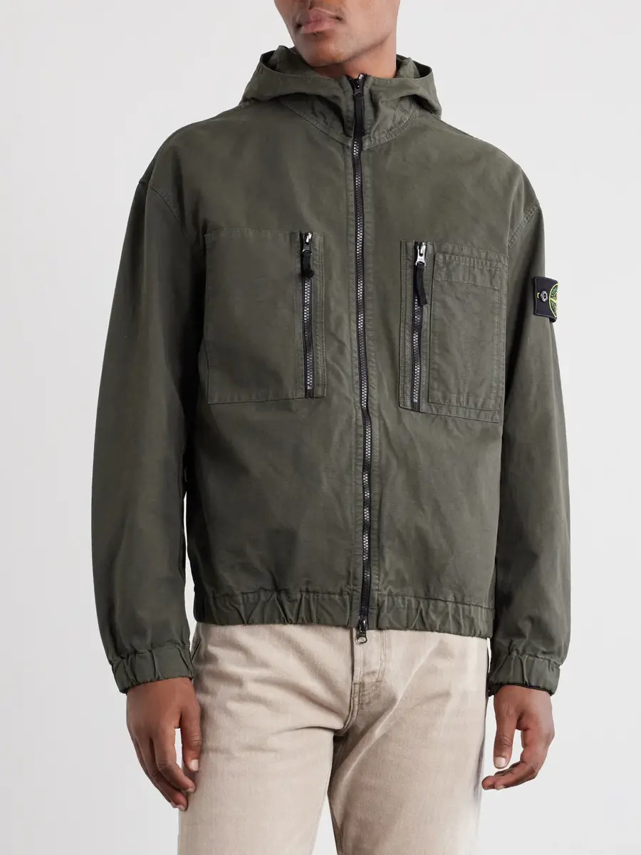 Stone Island Logo-Appliquéd Garment-Dyed Organic Cotton Ripstop Hooded Jacket - Men | Thumbnail 3 Stone Island Logo-Appliquéd Garment-Dyed Organic Cotton Ripstop Hooded Jacket - Men | Thumbnail 3
