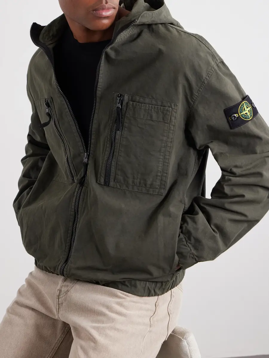 Stone Island Logo-Appliquéd Garment-Dyed Organic Cotton Ripstop Hooded Jacket - Men | Thumbnail 5 Stone Island Logo-Appliquéd Garment-Dyed Organic Cotton Ripstop Hooded Jacket - Men | Thumbnail 5