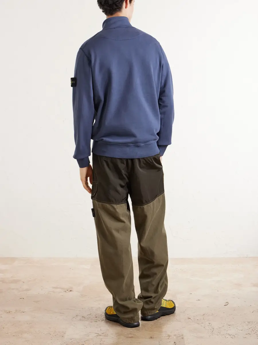 Stone Island Garment-Dyed Organic Cotton-Fleece Half-Zip Sweatshirt - Men | Thumbnail 4 Stone Island Garment-Dyed Organic Cotton-Fleece Half-Zip Sweatshirt - Men | Thumbnail 4