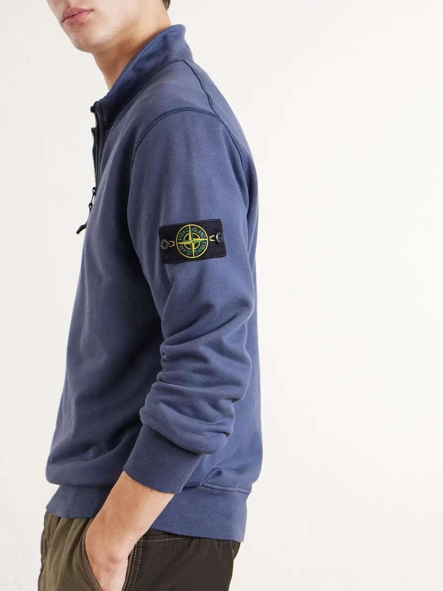 Stone Island Garment-Dyed Organic Cotton-Fleece Half-Zip Sweatshirt - Men | Thumbnail 5 Stone Island Garment-Dyed Organic Cotton-Fleece Half-Zip Sweatshirt - Men | Thumbnail 5