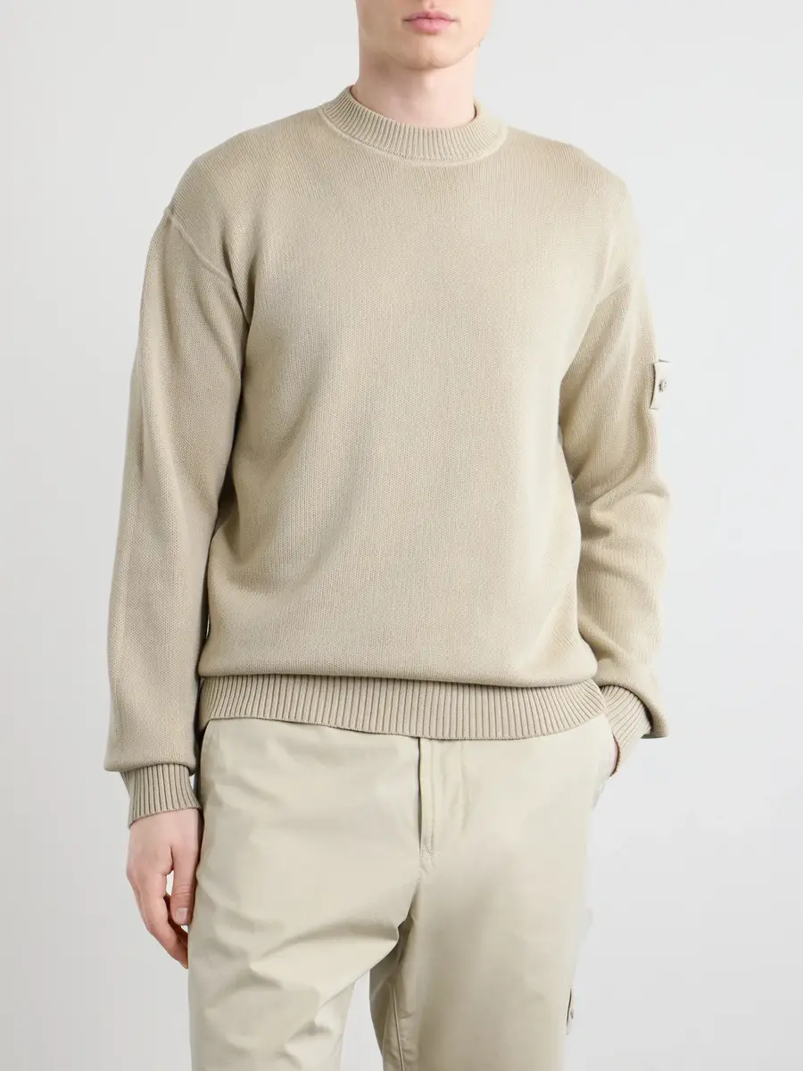 Stone Island GHOST Logo-Appliquéd Cotton and Cashmere-Blend Sweater - Men | Thumbnail 3 Stone Island GHOST Logo-Appliquéd Cotton and Cashmere-Blend Sweater - Men | Thumbnail 3