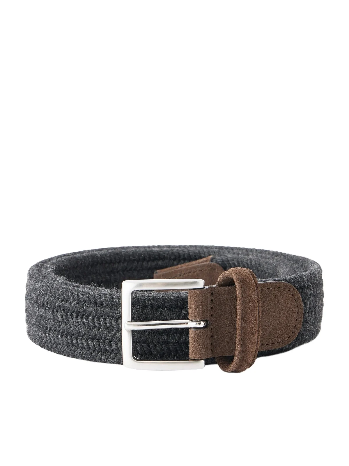 2cm Suede-Trimmed Braided Belt - Men
