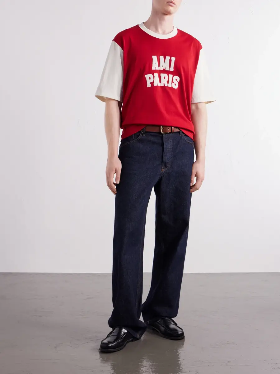 AMI PARIS Logo-Appliquéd Cotton-Jersey T-Shirt - Men | Thumbnail 2