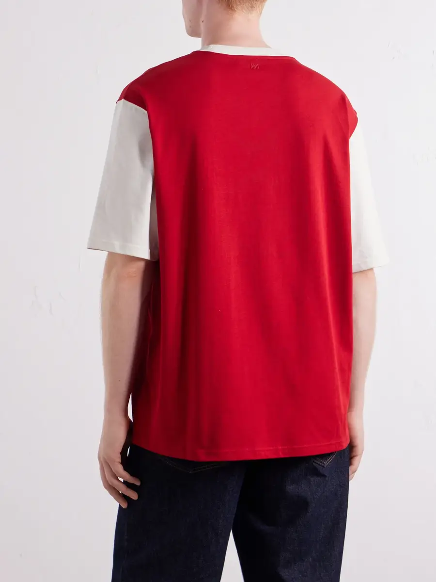 AMI PARIS Logo-Appliquéd Cotton-Jersey T-Shirt - Men | Thumbnail 4