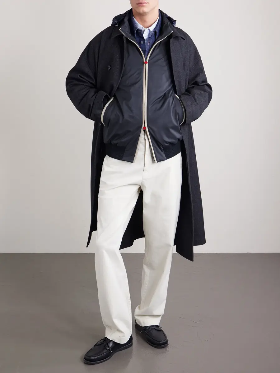 Kiton Suede-Trimmed Shell Hooded Jacket - Men | Thumbnail 2