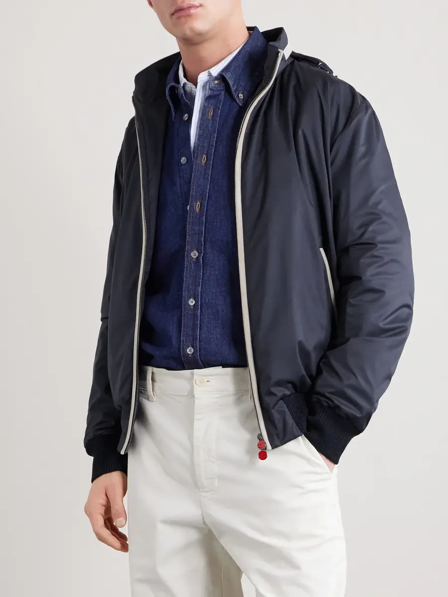 Kiton Suede-Trimmed Shell Hooded Jacket - Men | Thumbnail 3