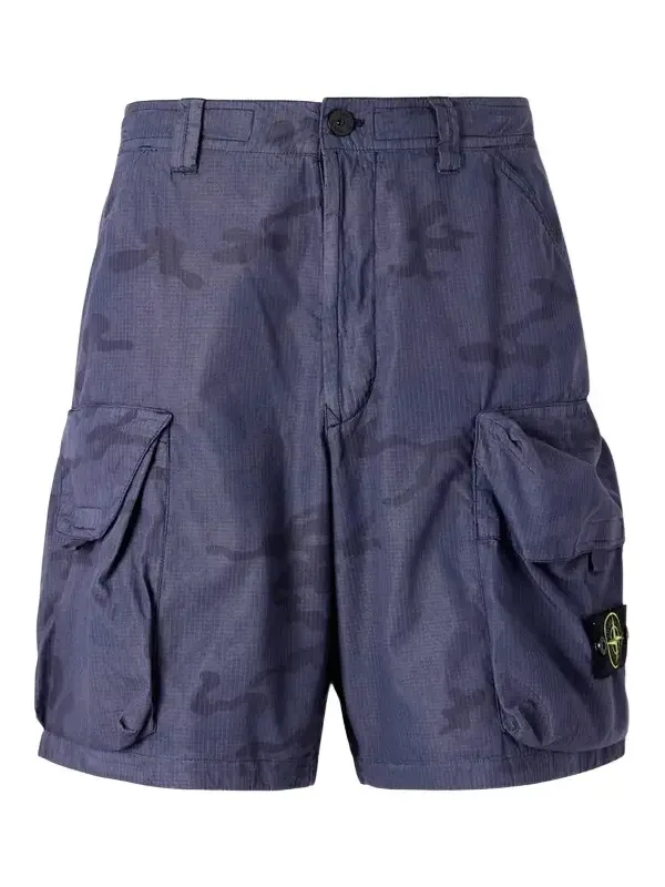Stone Island Straight-Leg Camouflage-Print Ripstop Cotton-Blend Shorts - Men