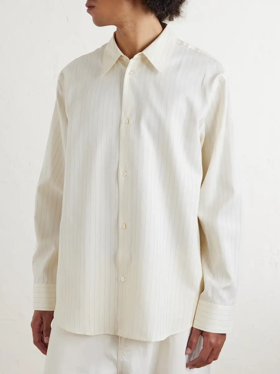 Studio Nicholson View Striped Silk and Cotton-Blend Shirt - Men | Thumbnail 3 Studio Nicholson View Striped Silk and Cotton-Blend Shirt - Men | Thumbnail 3